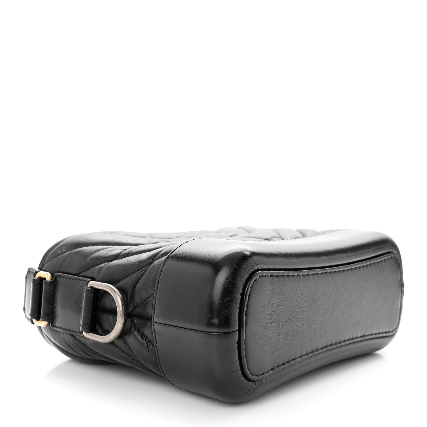 Aged Calfskin Chevron Quilted Small Gabrielle Hobo Black