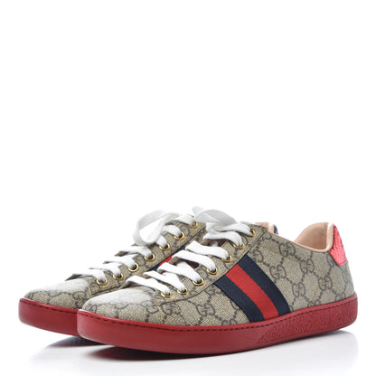Gucci GG Supreme Monogram Web Womens Ace Sneakers 36 Red 3 of 11