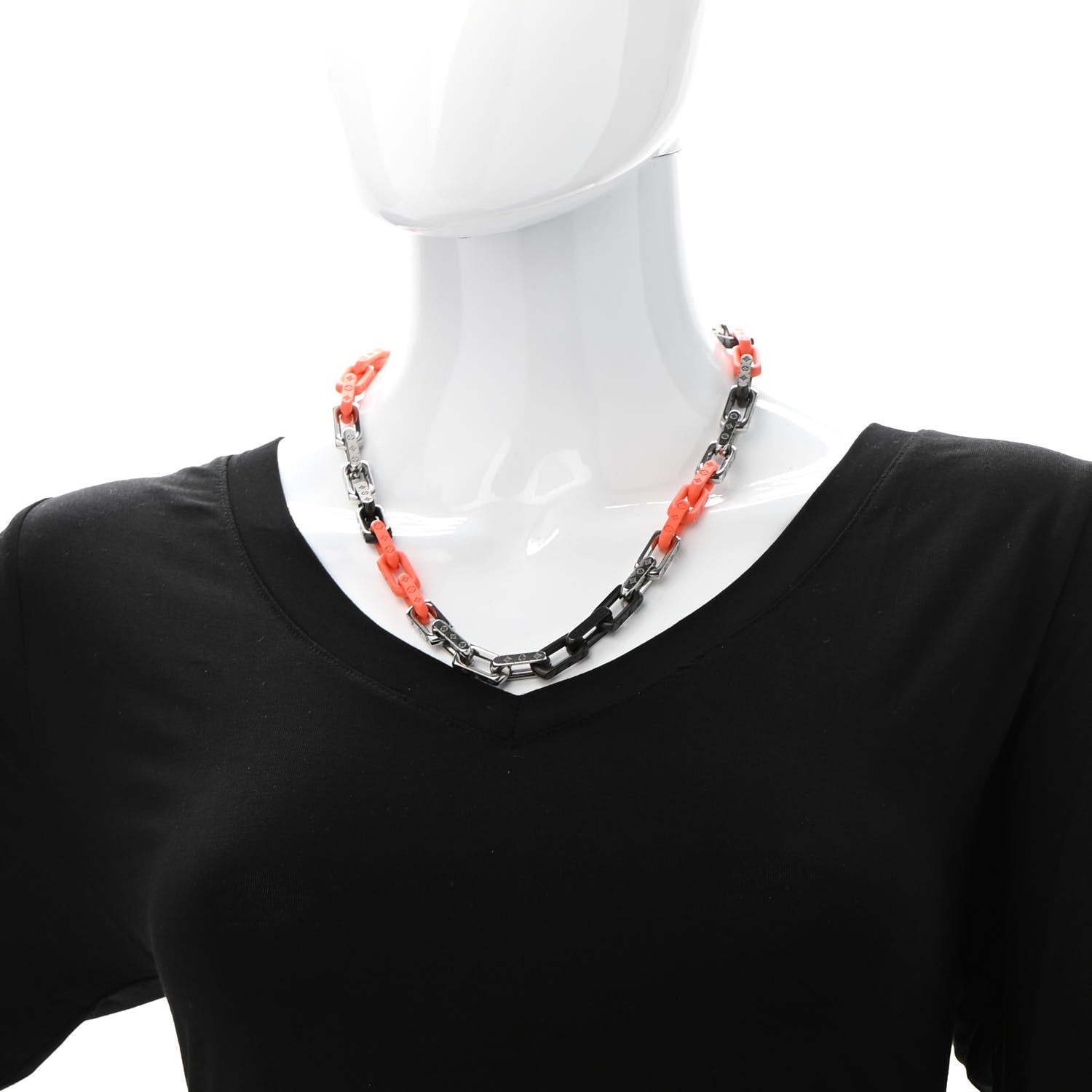 Louis Vuitton Metal Plexiglass Monogram Chain Necklace Black 2 of 6