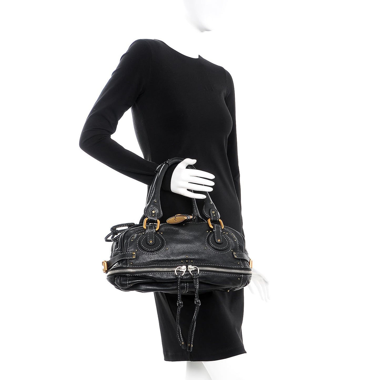 Calfskin Paddington Satchel Black