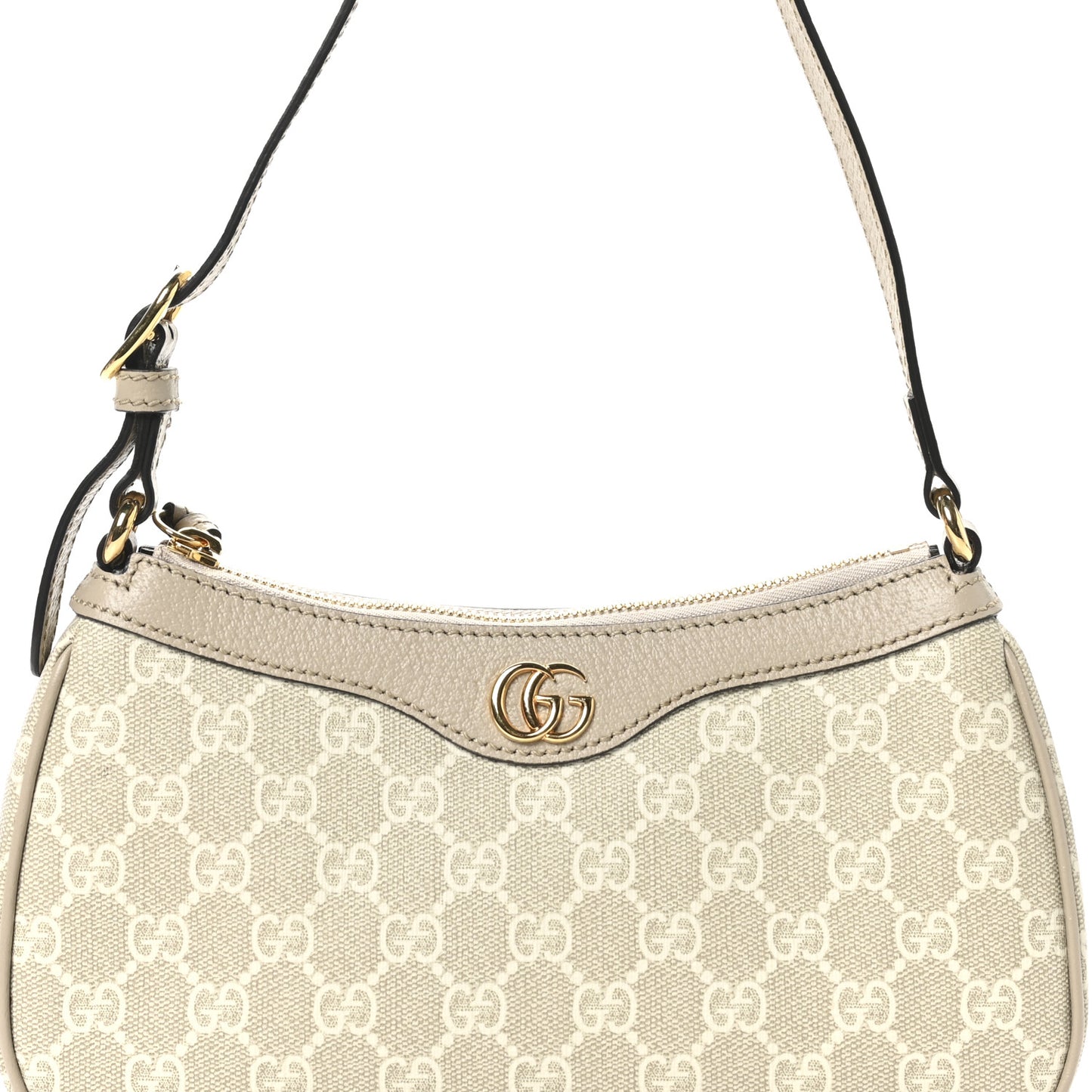 GG Supreme Monogram Textured Dollar Calfskin Small Ophidia Hobo Beige Mystic White Oatmeal