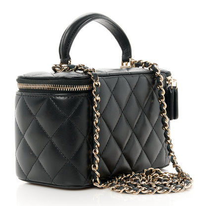 Chanel Lambskin Quilted Small Top Handle Vanity Case With Chain Black 3 of 12