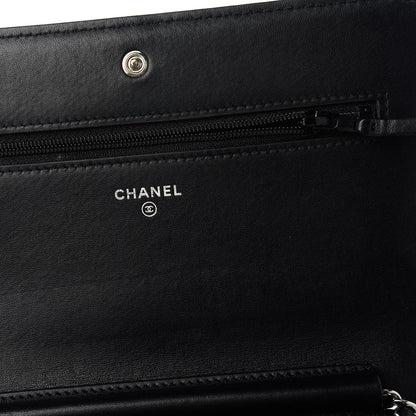 Chanel Lambskin Quilted Wallet On Chain WOC Black Pink Light Blue 8 of 12