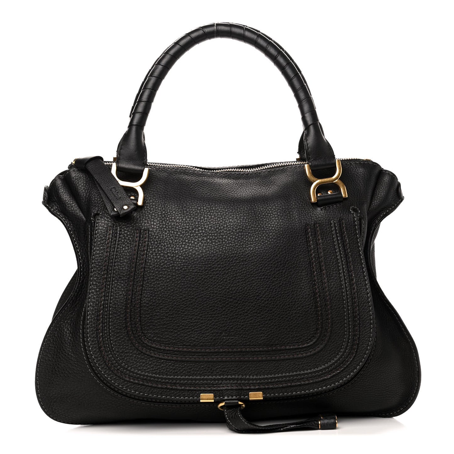 Calfskin Large Marcie Satchel Black