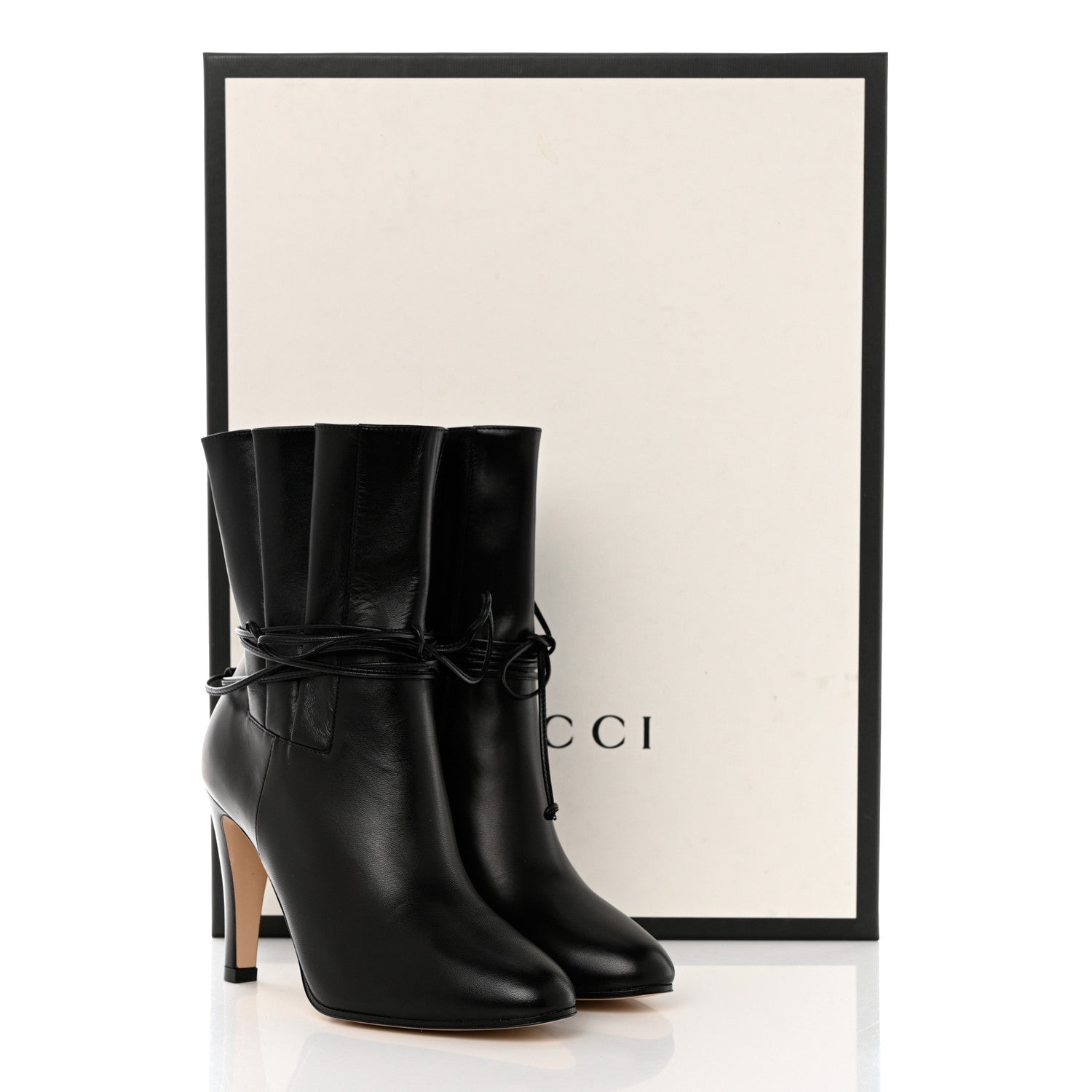 Gucci Malaga Kid Indya Bow Tie Ankle Boots 35 Black 8 of 8