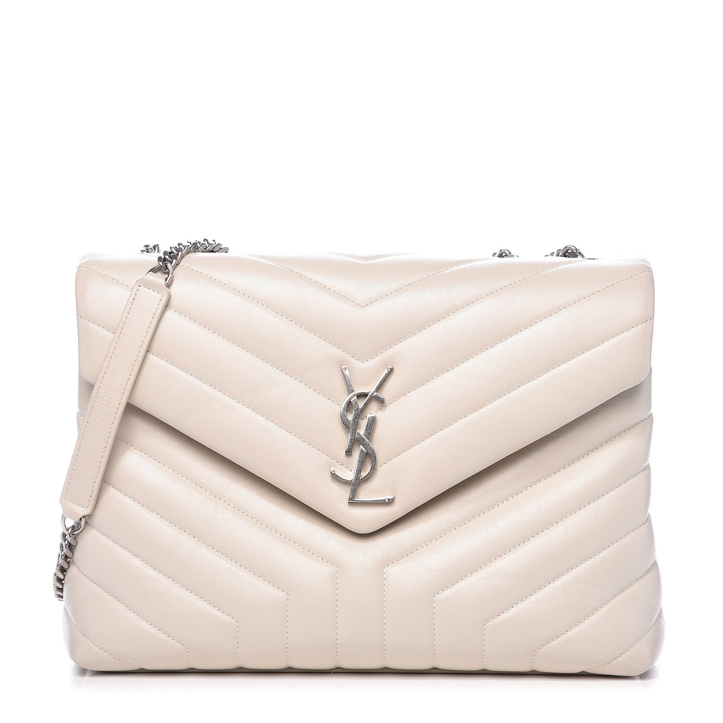 Calfskin Y Quilted Monogram Medium Loulou Chain Satchel Crema Soft