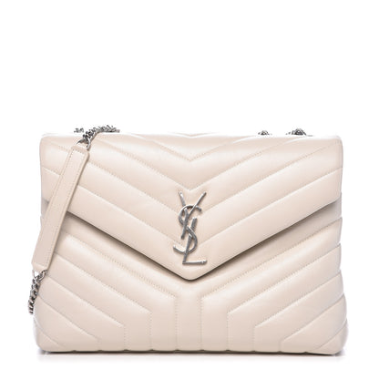 Saint Laurent Calfskin Y Quilted Monogram Medium Loulou Chain Satchel Crema Soft 1 of 10