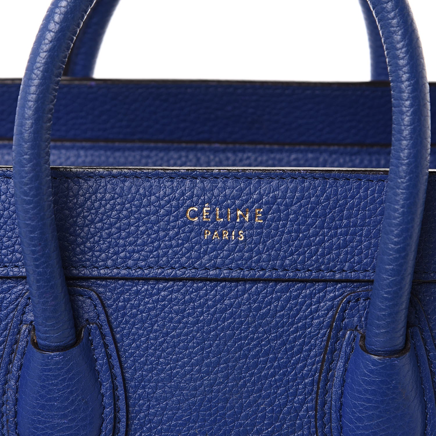 Celine Drummed Calfskin Nano Luggage Indigo 7 of 15