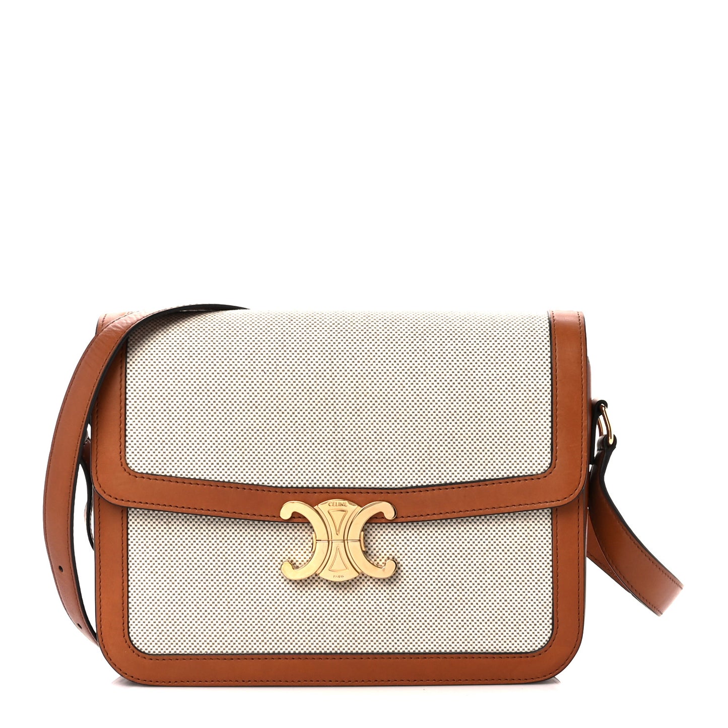 Textile Natural Calfskin Large Triomphe Tan White