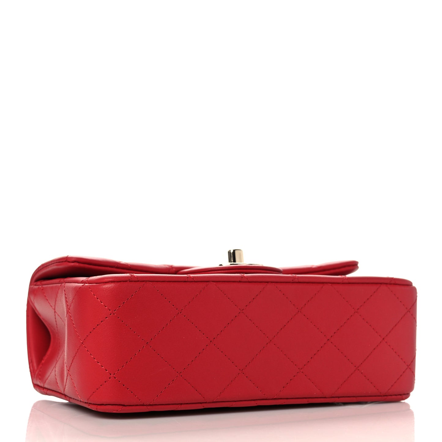 Lambskin Quilted Mini Top Handle Rectangular Flap Red