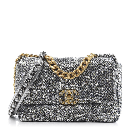 Chanel Sequin Quilted Medium 19 Flap Silver 1 of 11