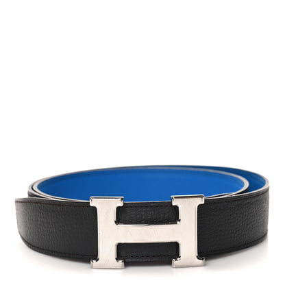 Hermes Togo Swift 32mm H Belt 85 34 Bleu Zanzibar Chocolate 1 of 5