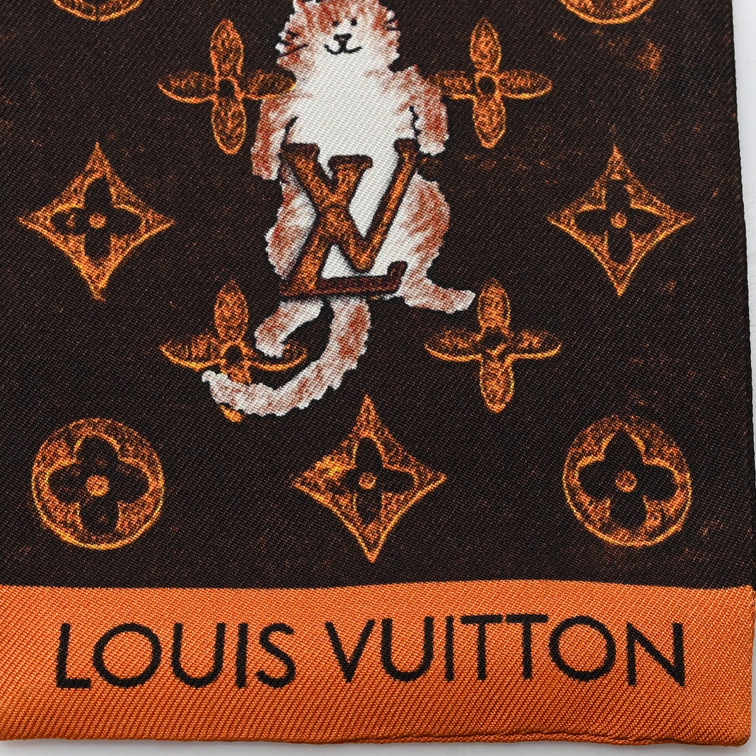 Louis Vuitton Silk Catogram Classic Bandeau Marron 3 of 3