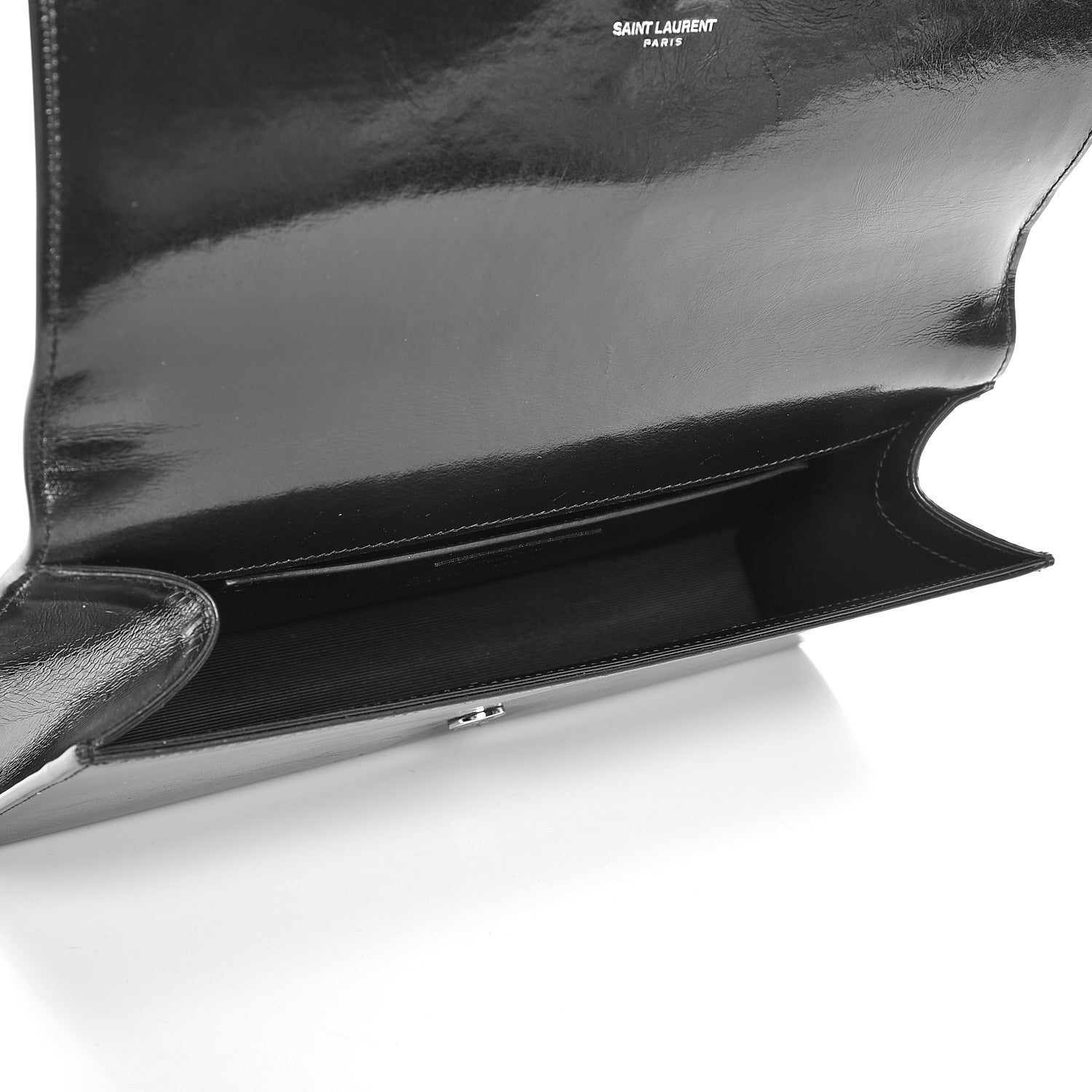 Saint Laurent Ribbed Calfskin Opium Monogram Clutch Black 5 of 7