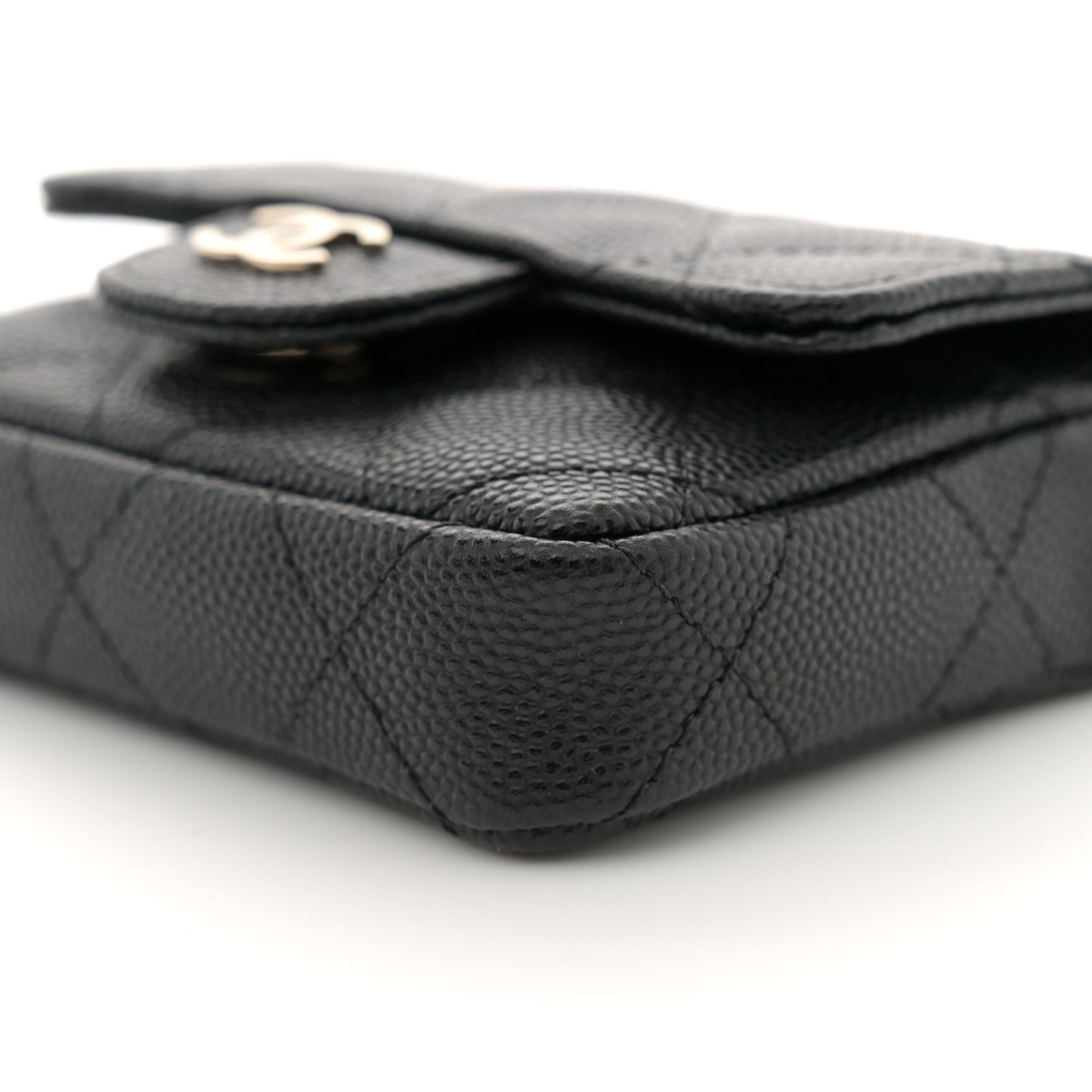 Caviar Quilted Mini Chain Belt Bag Black