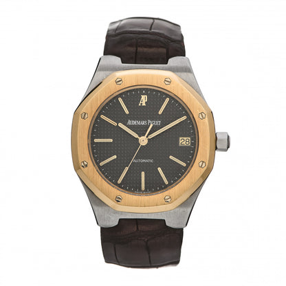 Audemars Piguet Stainless Steel 18K Yellow Gold Alligator 36mm Royal Oak Automatic Watch Grey 1480 1 of 5