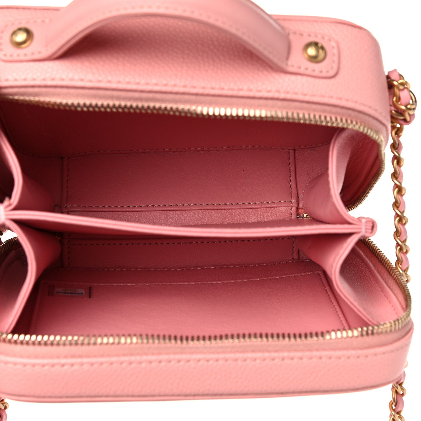 Caviar Quilted Small CC Filigree Vanity Case Pink
