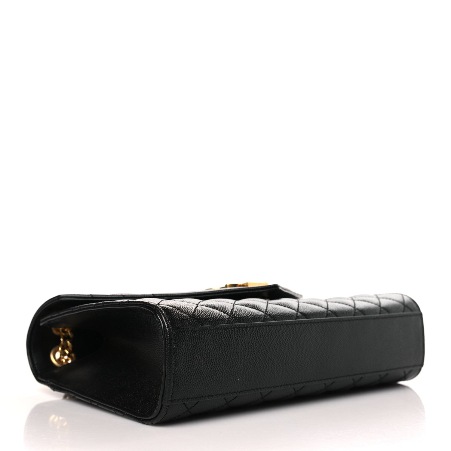 Saint Laurent Grain De Poudre Textured Mixed Matelasse Triquilt Medium Monogram Satchel Black 4 of 9