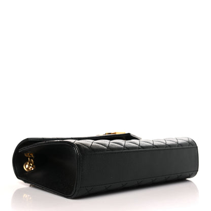 Saint Laurent Grain De Poudre Textured Mixed Matelasse Triquilt Medium Monogram Satchel Black 4 of 9