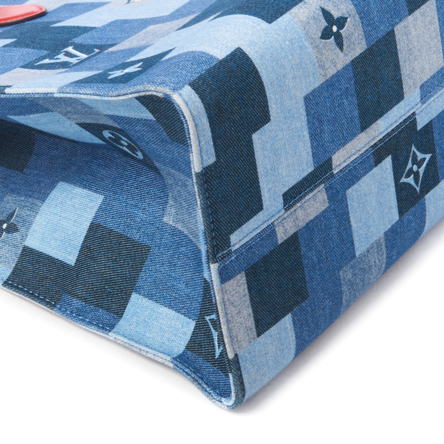 Louis Vuitton Denim Damier Monogram Onthego Blue Rouge 6 of 10