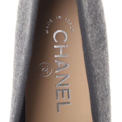 Chanel Felt Suede Cap Toe CC Ballerina Flats 35 Grey Beige 7 of 11