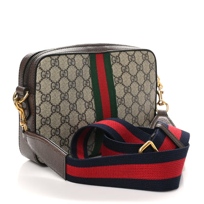 Gucci GG Supreme Monogram Textured Dollar Calfskin Web Ophidia Wristlet Shoulder Bag Beige Ebony New Acero 3 of 10