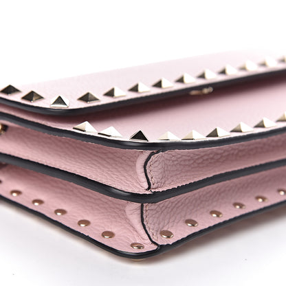 Valentino Garavani Pebbled Calfskin Rockstud Flap Wallet On Chain Poudre 7 of 10