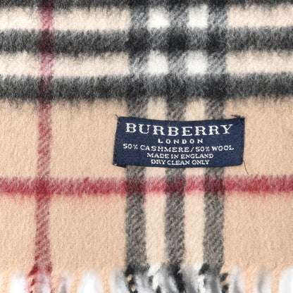 Burberry Cashmere Merino Wool Nova Check Fringe Scarf Ivory 4 of 4