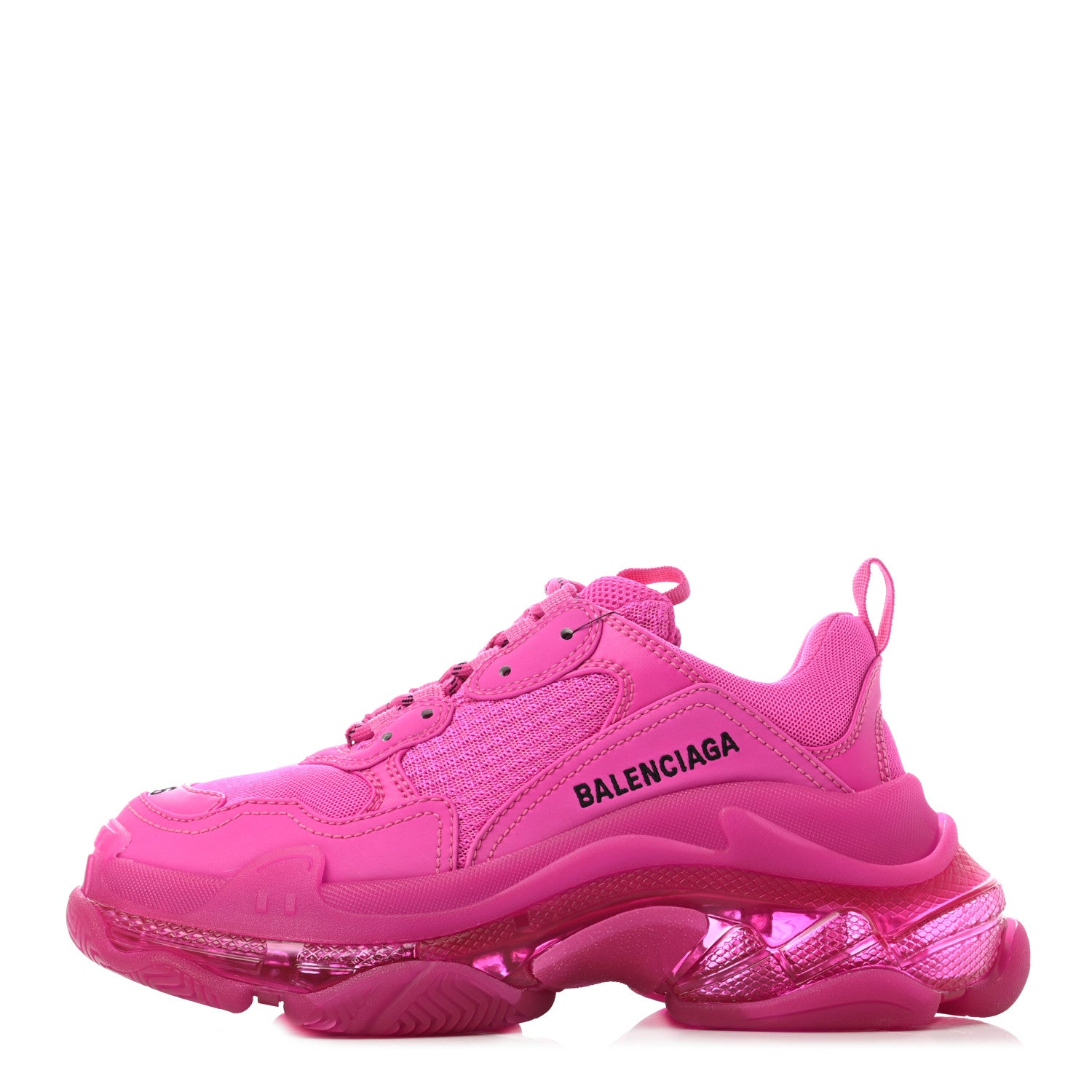 Balenciaga Fabric Mesh Clear Sole Fluo Womens Triple S Sneakers 36 Pink 1 of 5