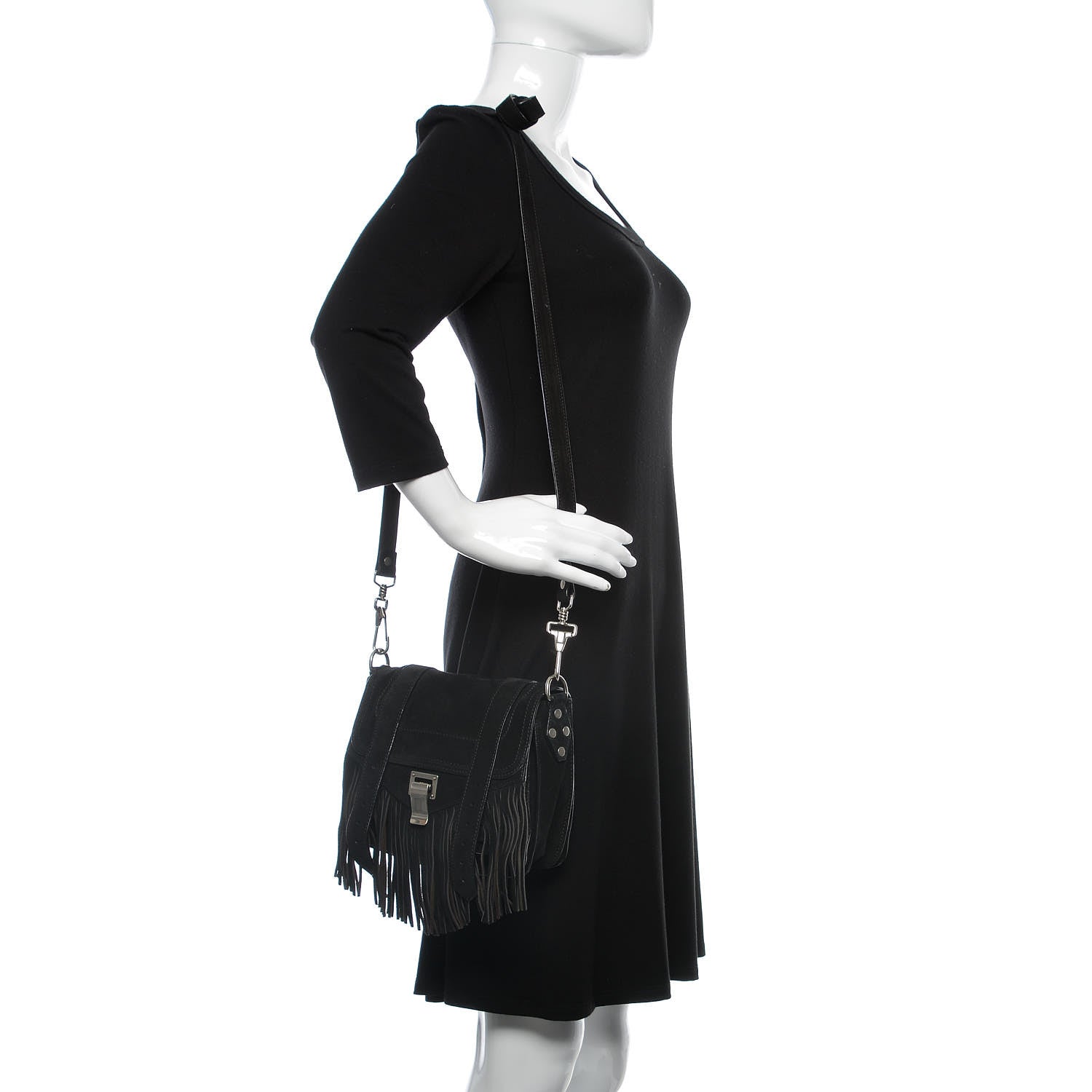 Proenza Schouler Suede Fringed PS1 Crossbody Pouch Black 2 of 10