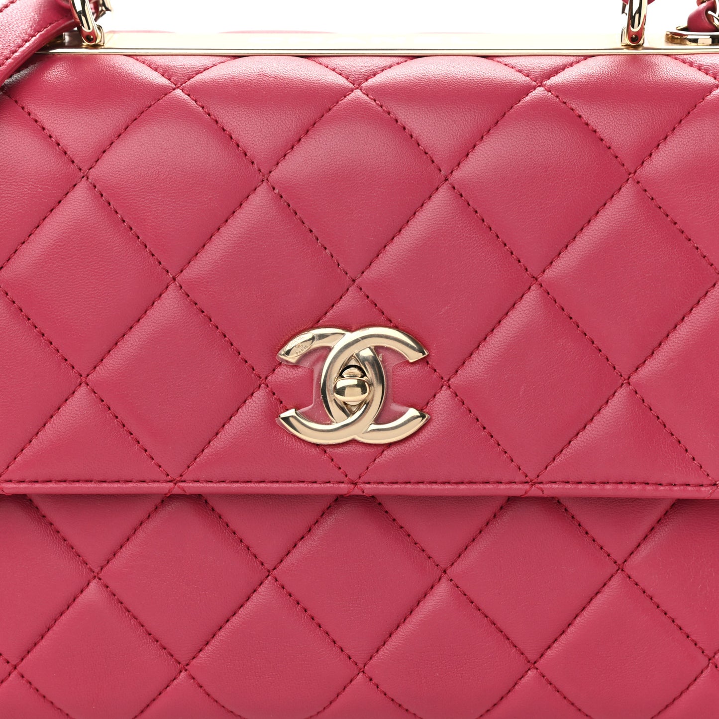 Lambskin Quilted Medium Trendy CC Flap Dual Handle Bag Dark Pink