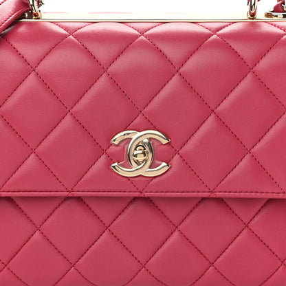 Chanel Lambskin Quilted Medium Trendy CC Flap Dual Handle Bag Dark Pink 7 of 9