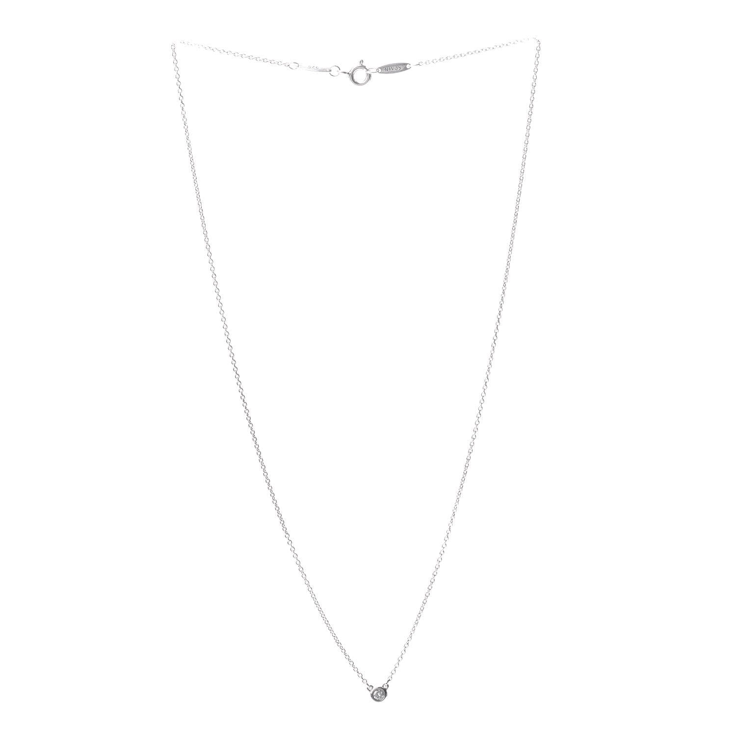 Tiffany Sterling Silver Diamond .05ct Elsa Peretti Diamonds by the Yard Pendant Necklace 3 of 4