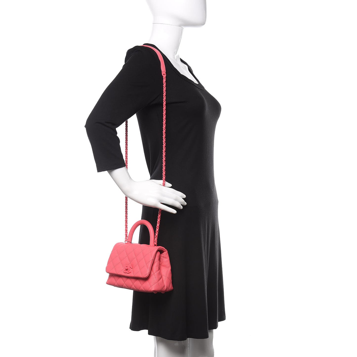 Caviar Quilted Incognito Extra Mini Coco Handle Flap Pink