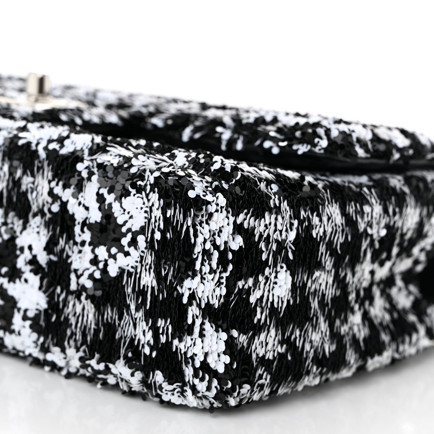 Chanel Sequin Houndstooth Medium Flap Black White 10 of 10