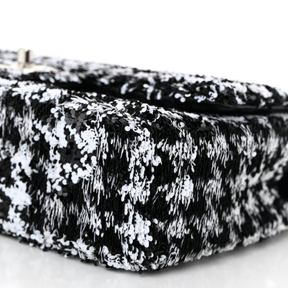 Chanel Sequin Houndstooth Medium Flap Black White 10 of 10