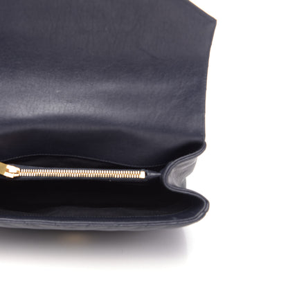 Saint Laurent Sheepskin Matelasse Chevron Monogram Medium College Bag Deep Marine 5 of 12