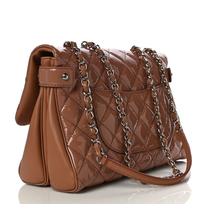 Chanel Patent Quilted Medium Rock In Rome Single Flap Brown 3 of 13