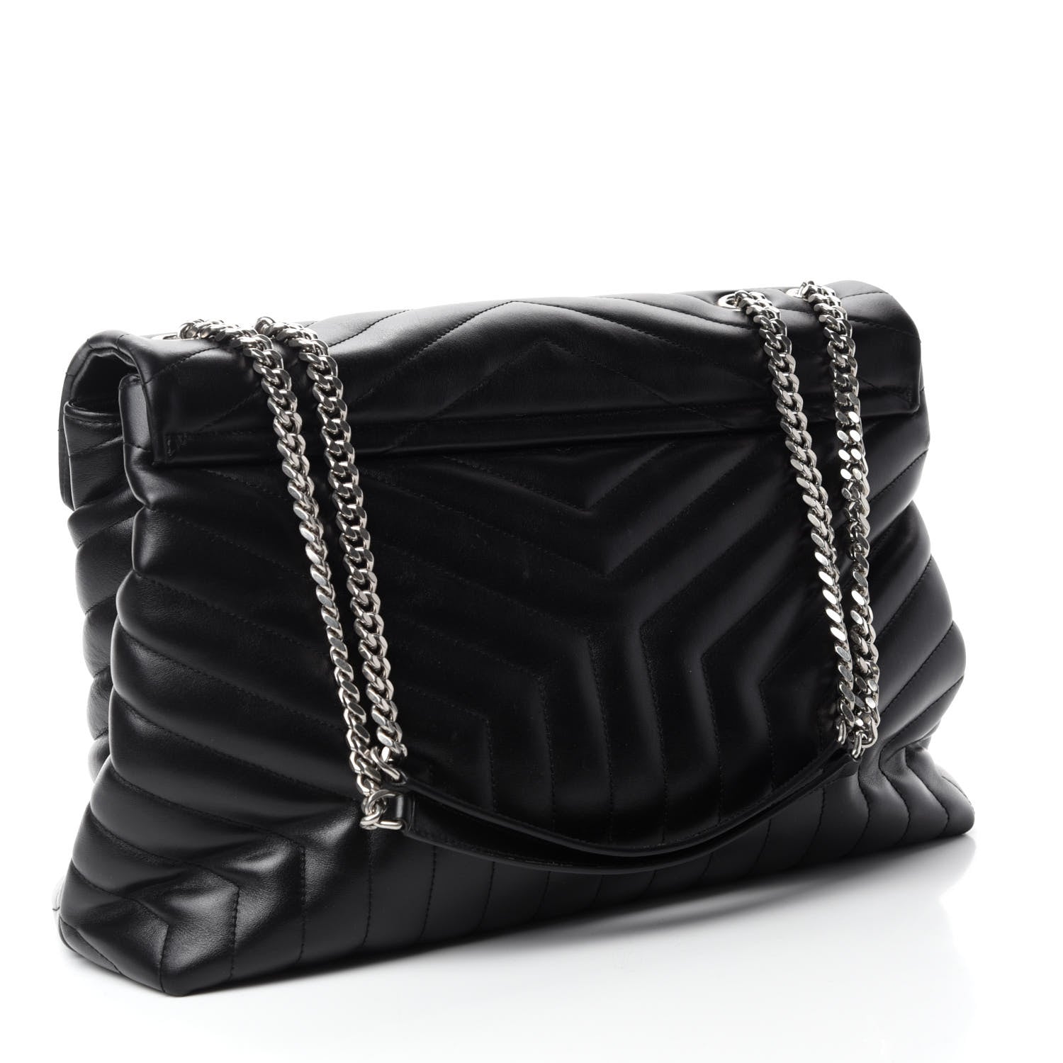 Saint Laurent Calfskin Y Quilted Monogram Large Loulou Chain Satchel Black 3 of 12