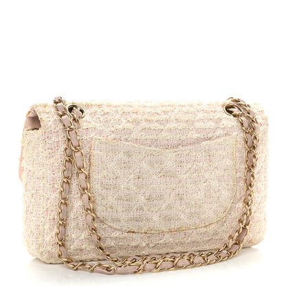 Chanel Tweed Quilted Medium Single Flap White Pink 2 of 18