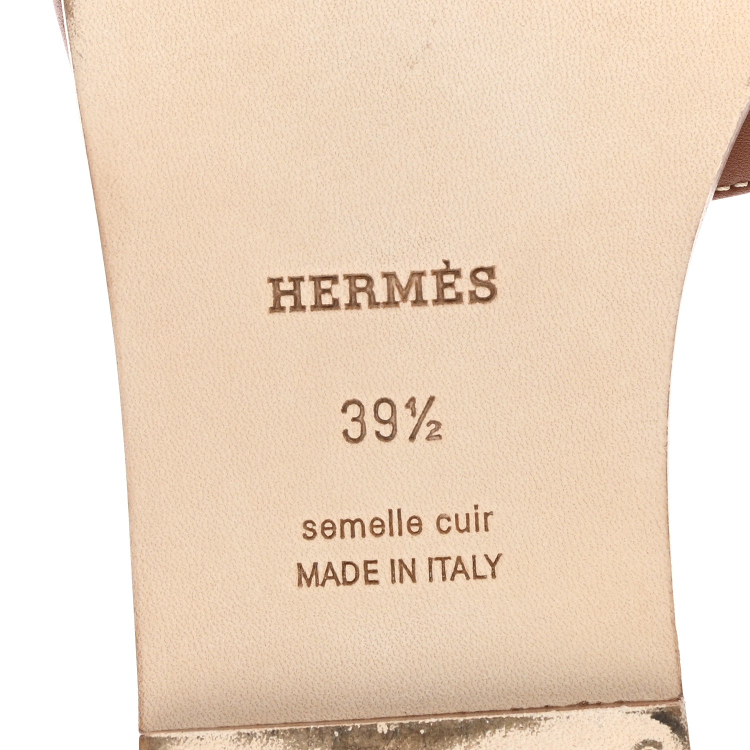 Hermes Box Calfskin Oran Sandals 39.5 Gold 6 of 12