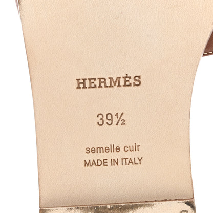 Hermes Box Calfskin Oran Sandals 39.5 Gold 6 of 12