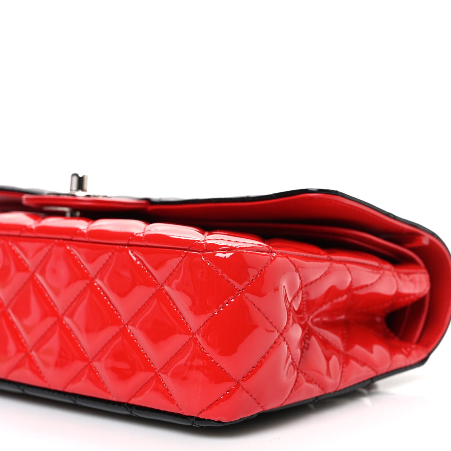 Patent Calfskin Quilted Bi-Color Medium Double Flap Black Red