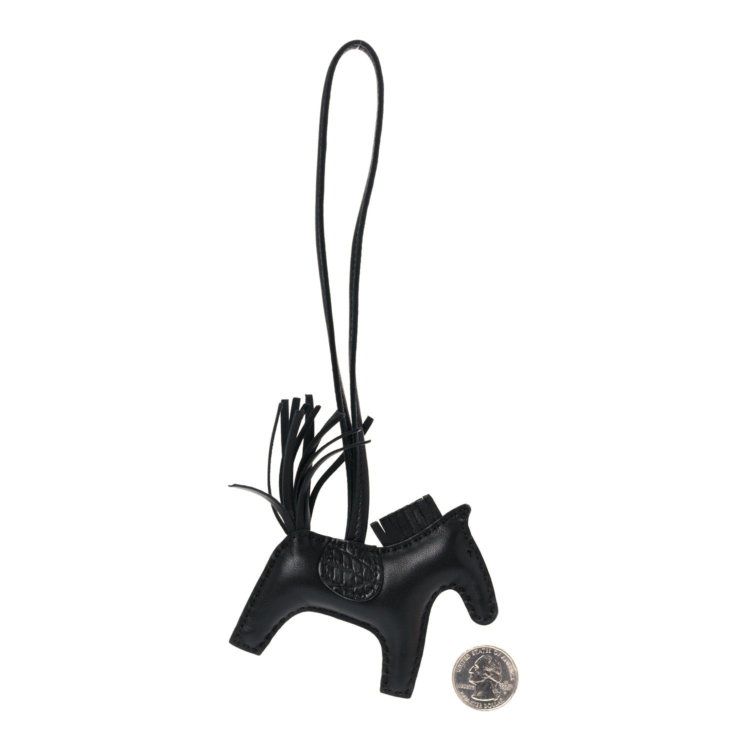 Hermes Milo Lambskin Matte Alligator Touch Grigri Rodeo Horse Bag Charm PM So Black 2 of 4