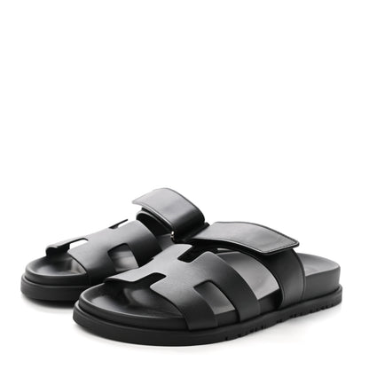 Hermes Calfskin Womens Chypre Sandals 36 Black 3 of 9