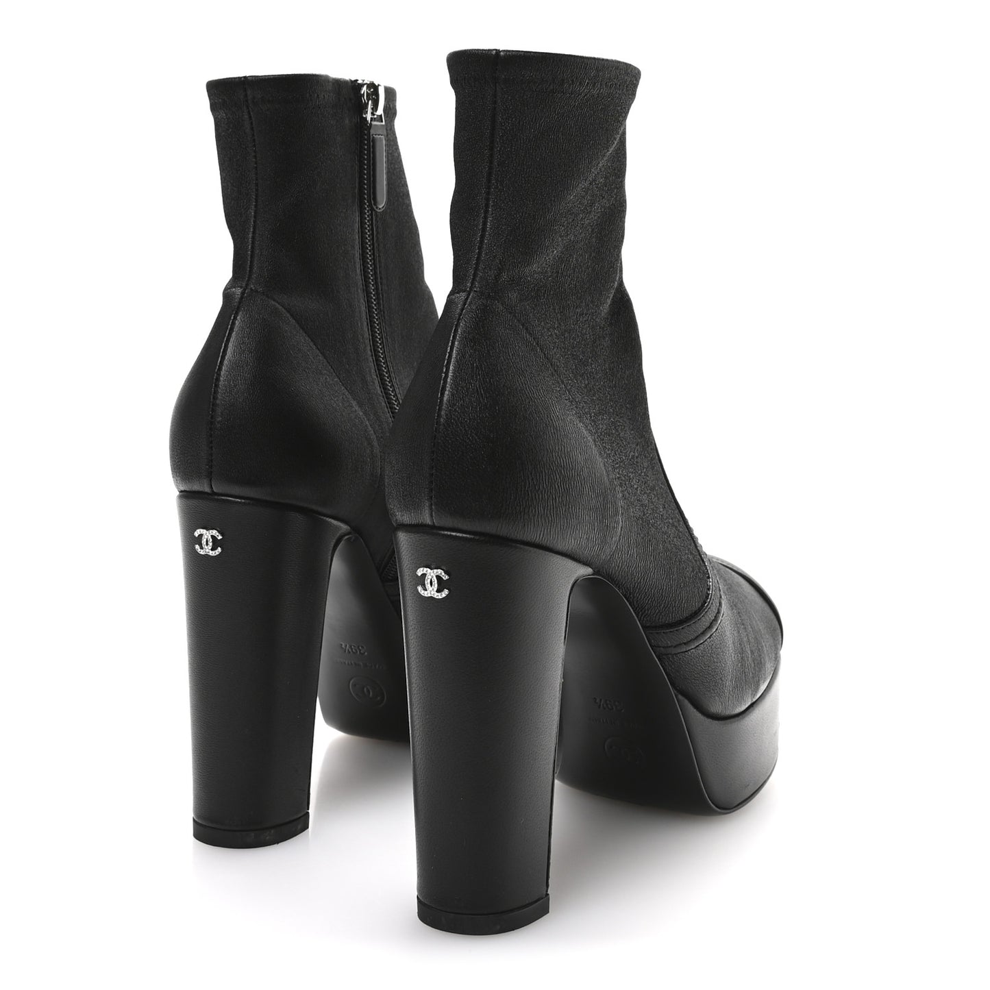 Lambskin Platform Short Boots 39.5 Black