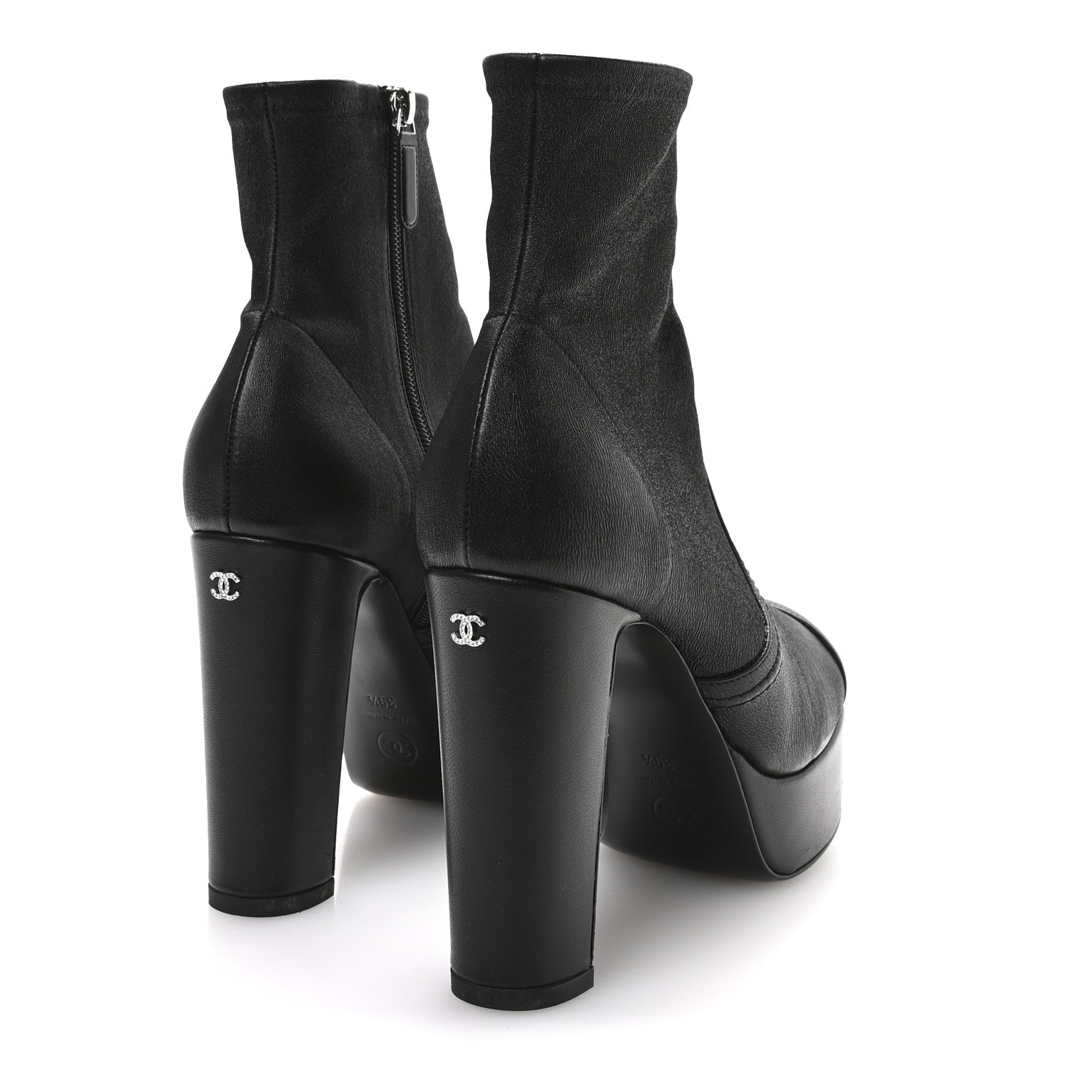 Chanel Lambskin Platform Short Boots 39.5 Black 5 of 9