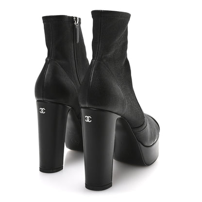Chanel Lambskin Platform Short Boots 39.5 Black 5 of 9