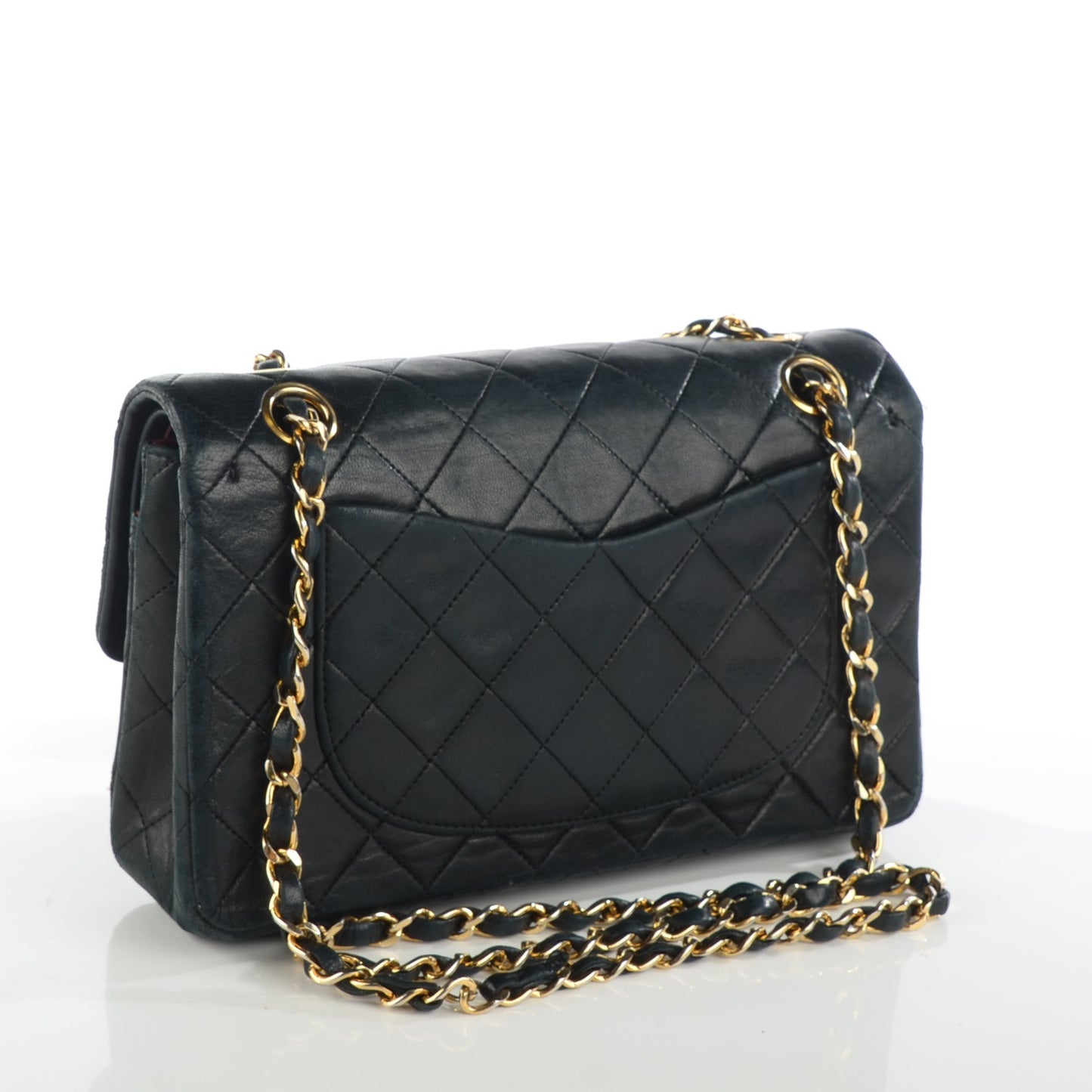 Lambskin Quilted Small Double Flap Black