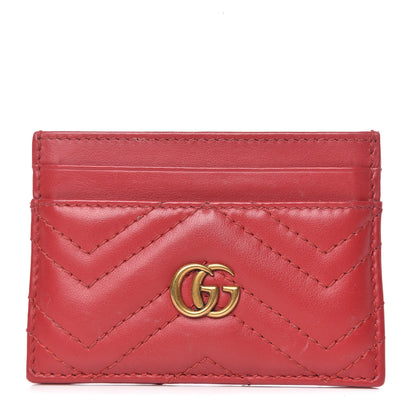 Gucci Calfskin Matelasse GG Marmont Card Holder Hibiscus Red 1 of 7